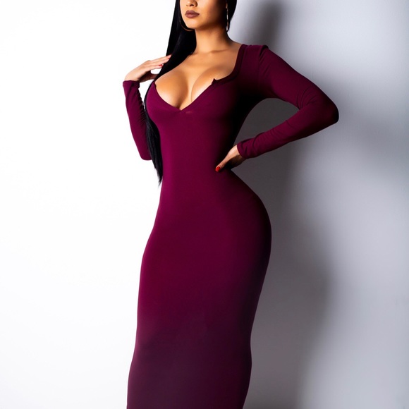 Fem Fatale Dresses & Skirts - *New* Long Lady Bodycon - Burgundy
